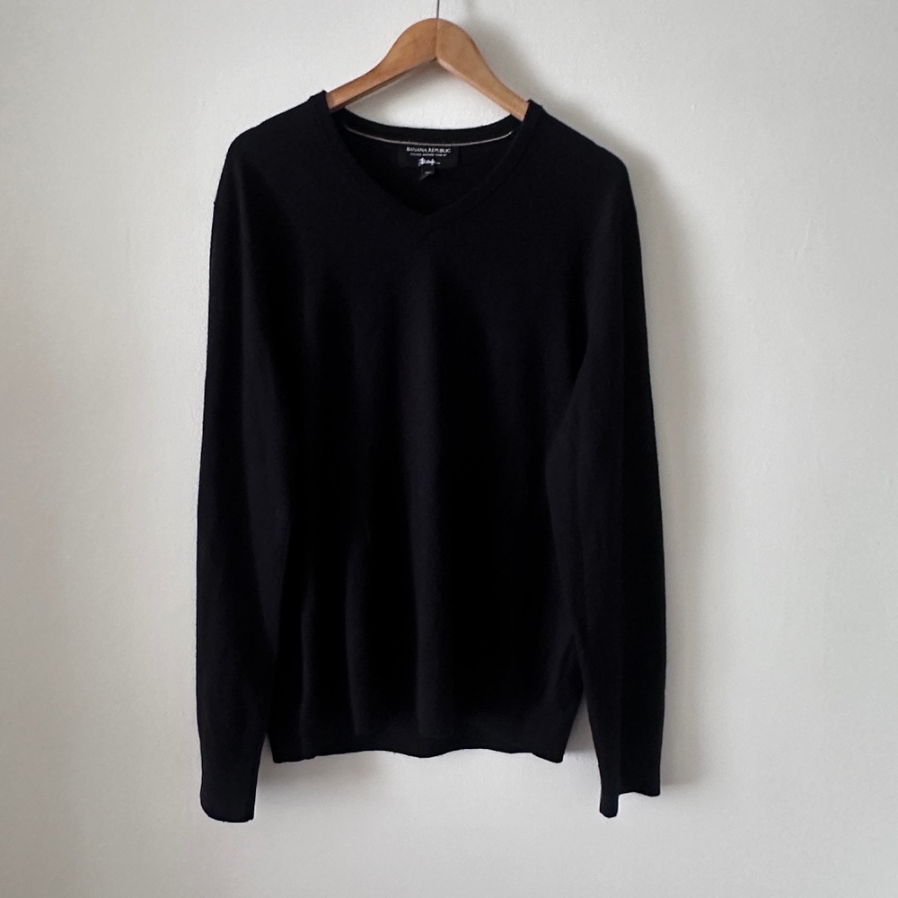 Banana Republic Baruffa Wool Sweater‎ Pullover L Preppy Academia Black